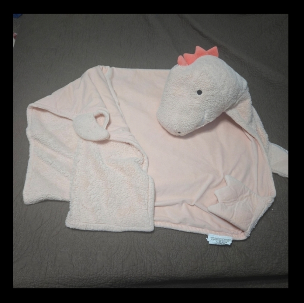 Dinosaur Hooded Blanket Wrap, mitten glove arms, Pillowfort plush dino hood